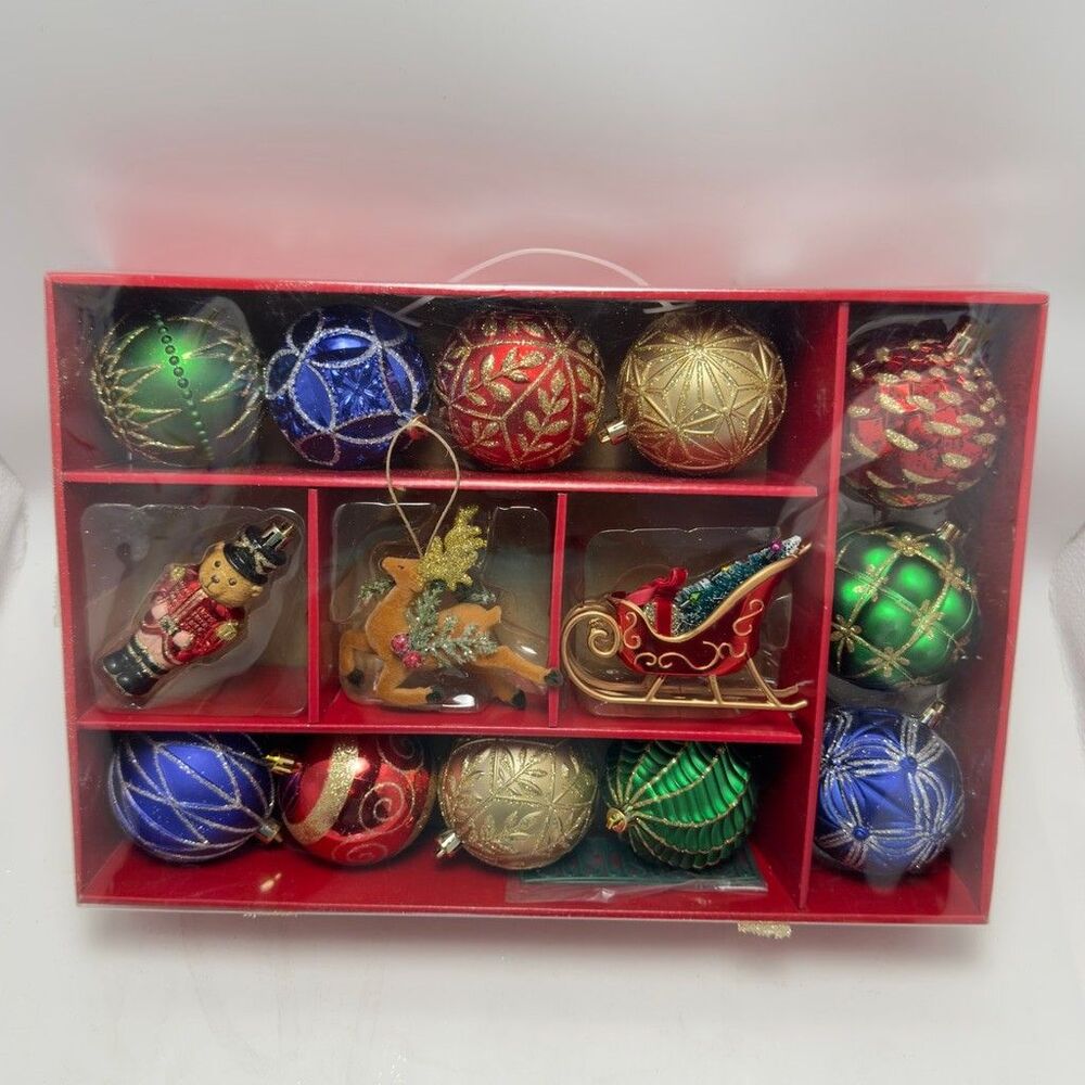 Home Accents Holiday Shatter-Resistant Ornament Set Christmas Tree Decorations